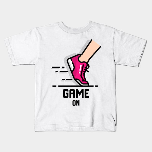 Game On running motivation pink Kids T-Shirt by YungBick